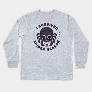 I Survived Spider Season - Pacific Northwest PNW Autumn and Fall Kids Long Sleeve T-Shirt